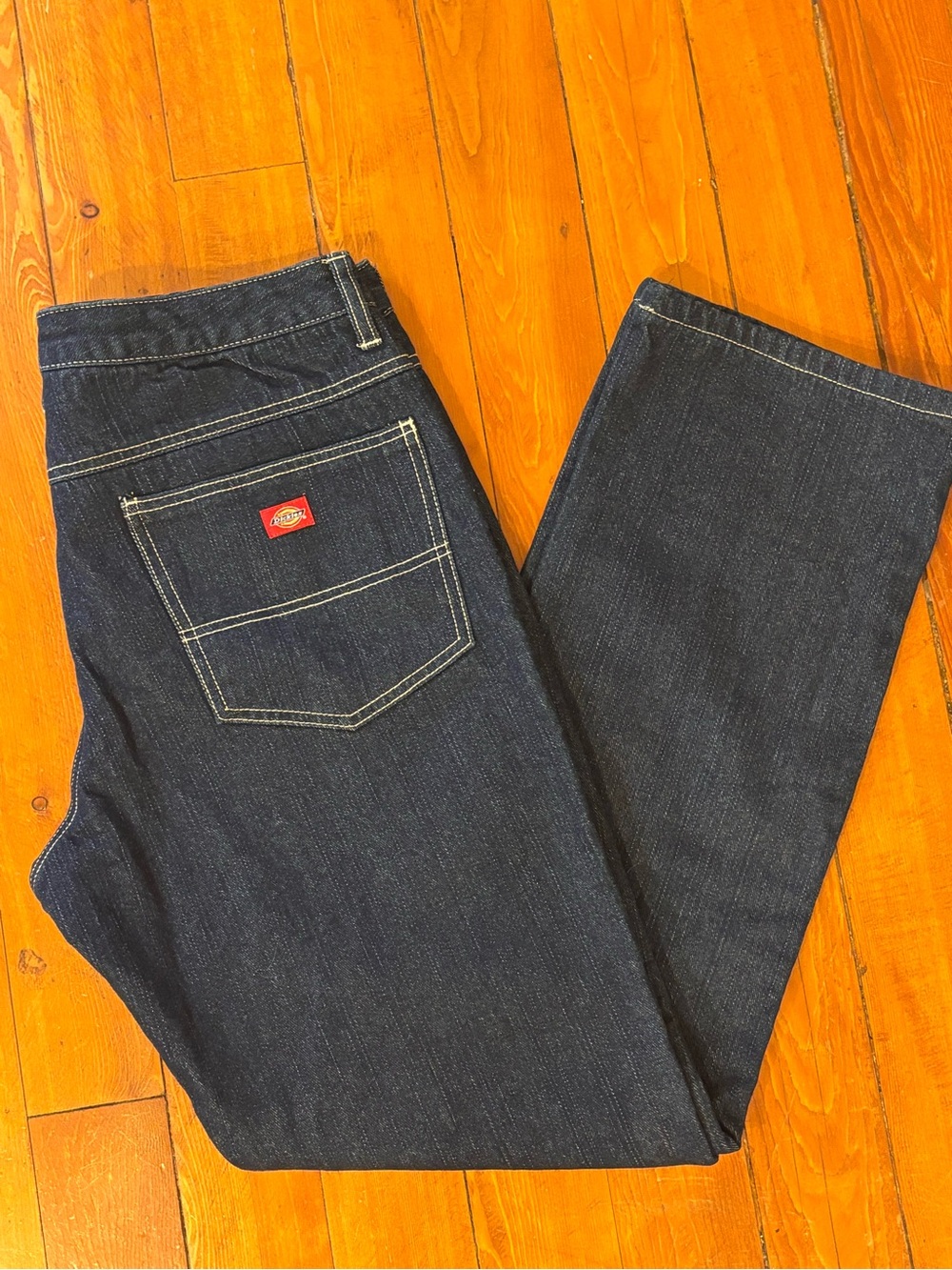 Dickies Women’s Flannel Lined Jeans Dark Wash Straight Leg 36” Waist